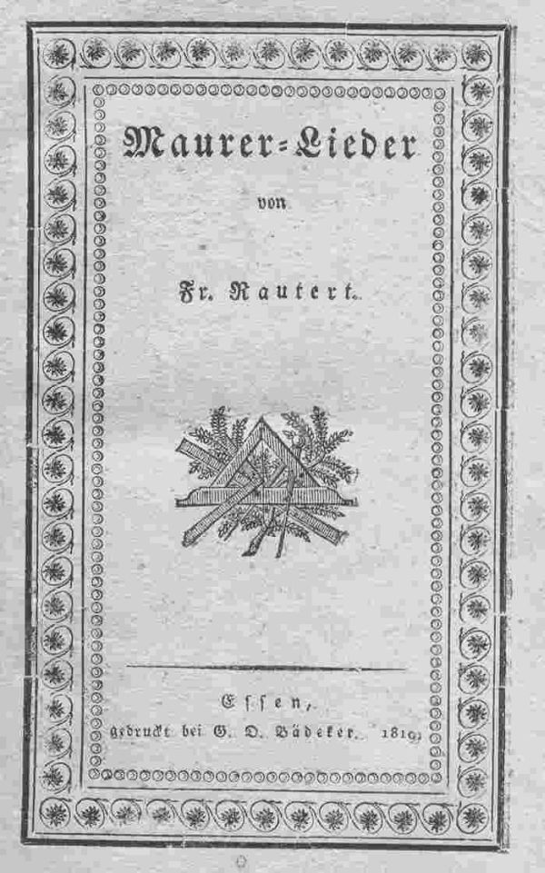 Freimaurerisches Liederbuch von 1919 mit einem historisch wertvollen Namensverzeichnis von Freimaurern im Rheinland und in Westfalen (Subskribenten).